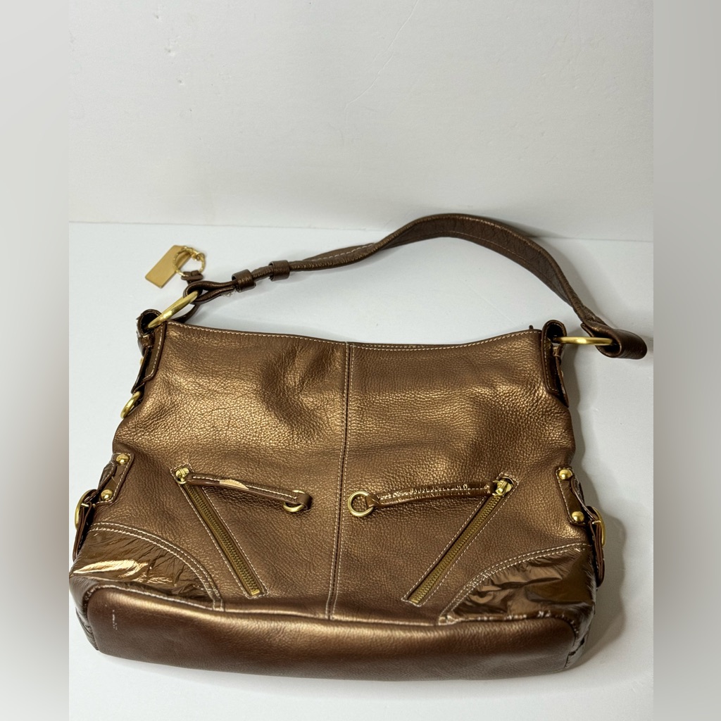 Luce Women's Cognac Patina Thick Cowhide Leather Boho Club Shoulder Bag Euc